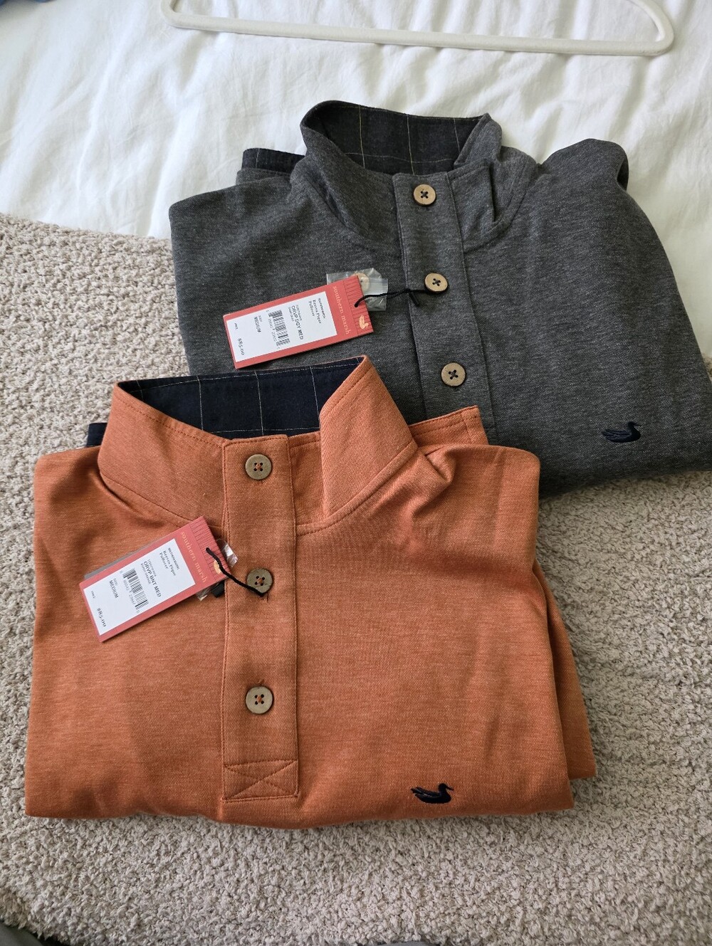 Southern Marsh Men's Zip-Up Henley Sweater - Orange & Gray